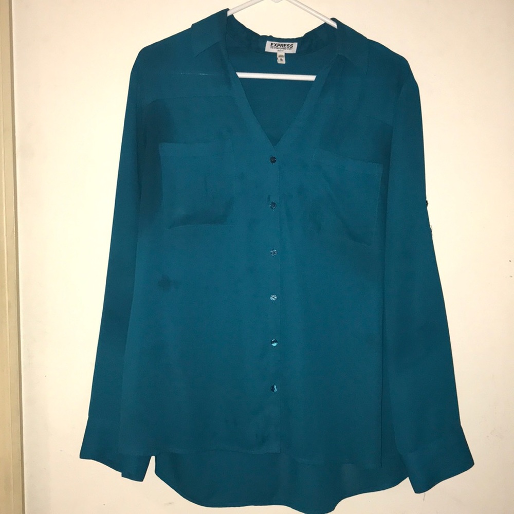 Teal Express Portofino Roll-Tab shirt